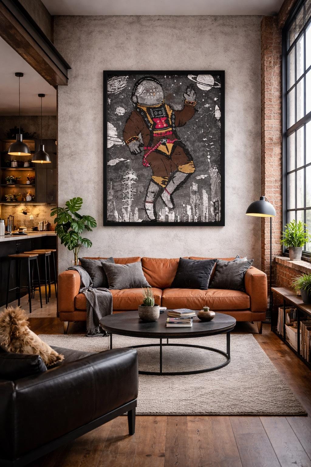 Floating Astronaut Over The City Of Dreams (24x30 inch)