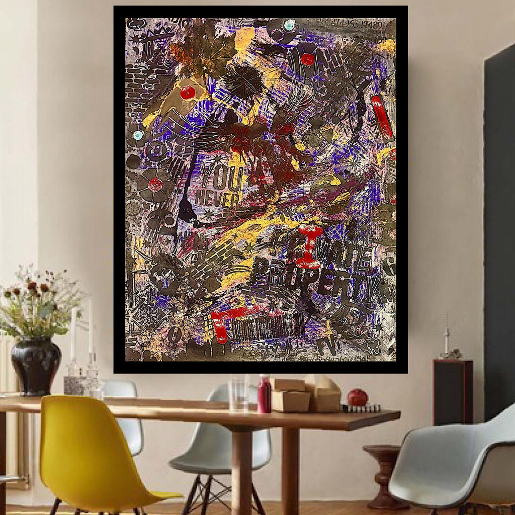 Handmade Acrylic Mixed Media Abstract Painting on Paper, Not a Print (22x28 inch)