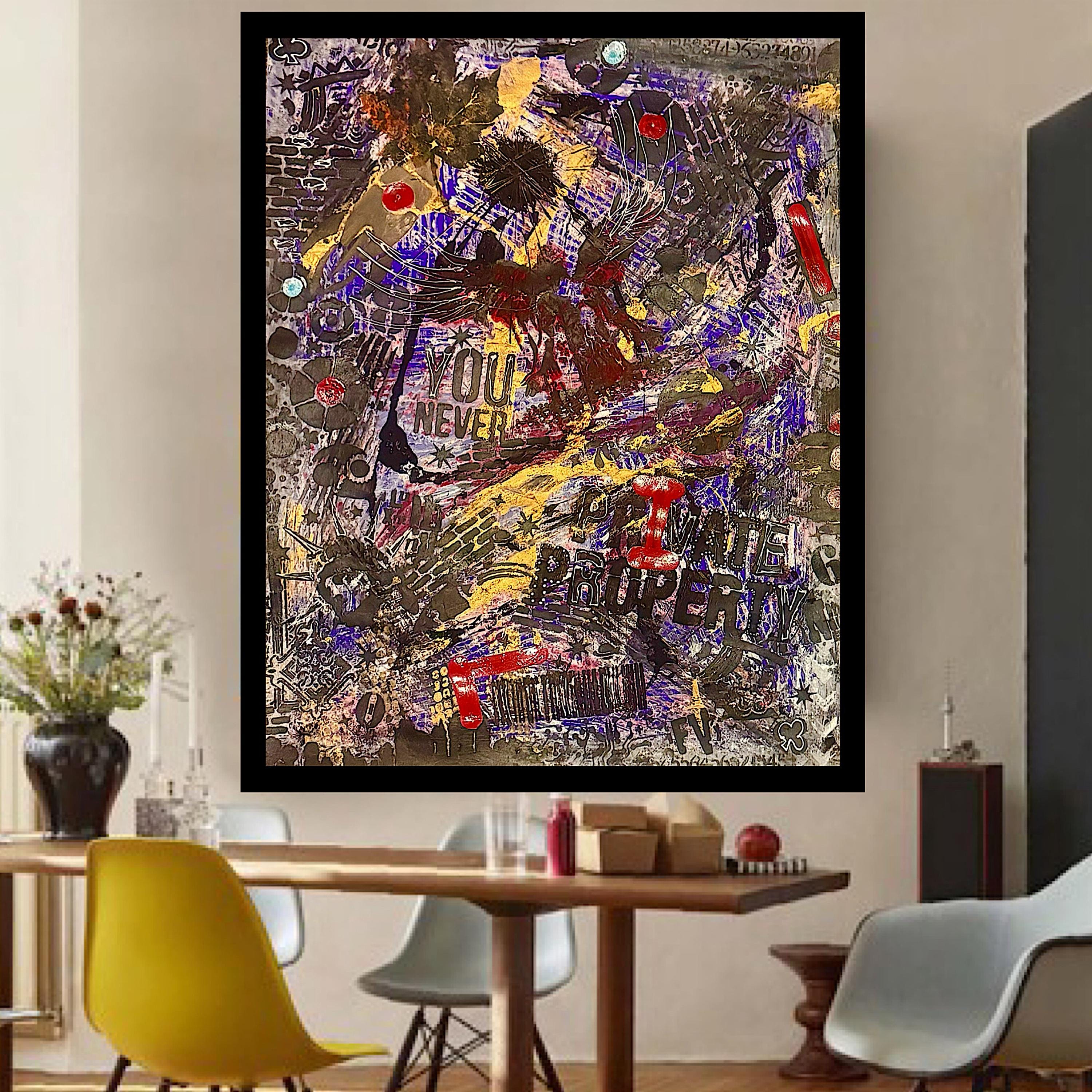 Handmade Acrylic Mixed Media Abstract Painting on Paper, Not a Print (22x28 inch)