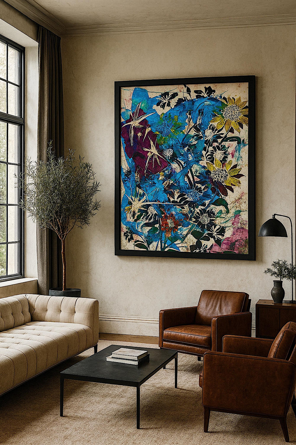 Original Acrylic Abstract on Paper Poster, One-of-a-Kind Hand-Painted Artwork, Not a Print  (22x28 inch)