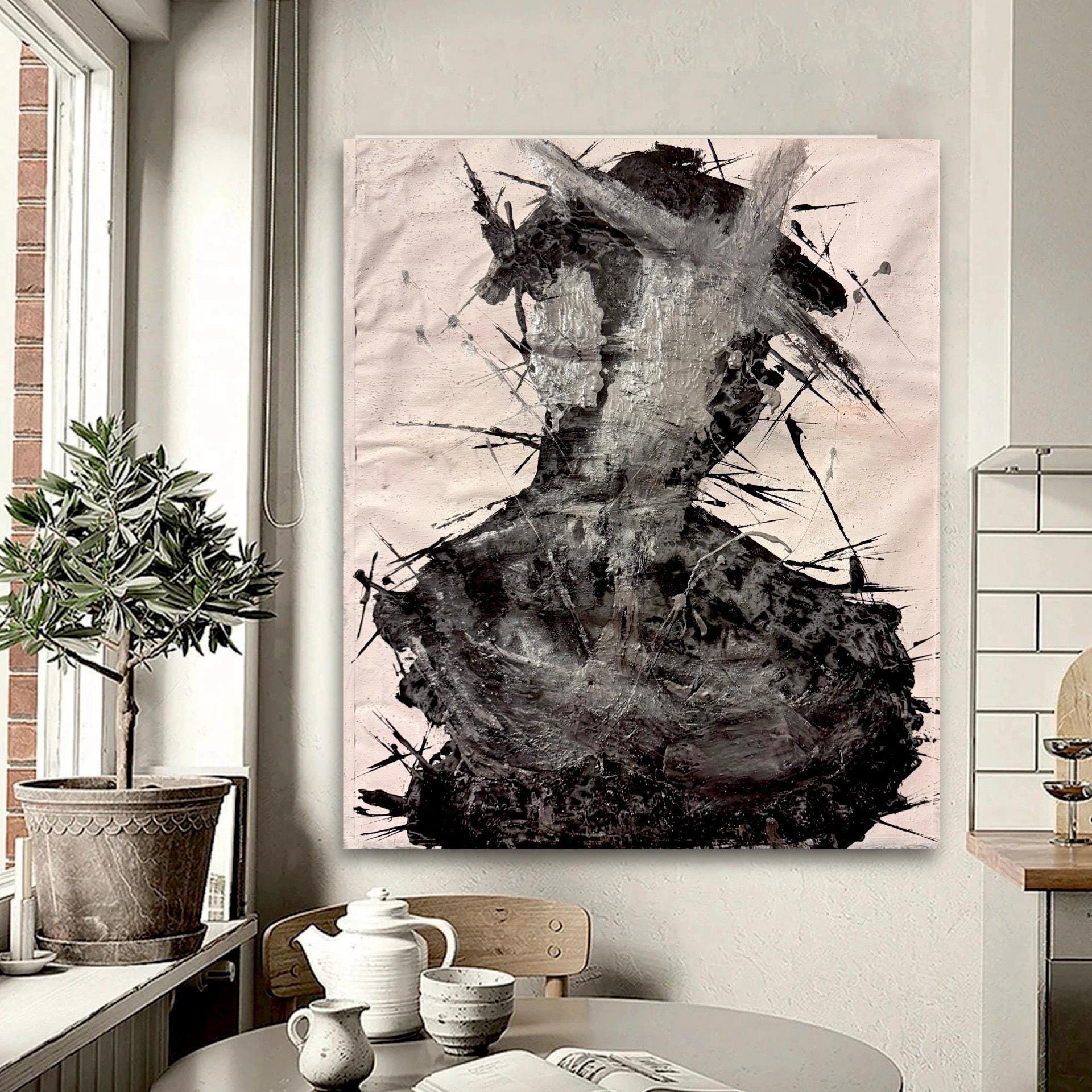 Abstract Expressionist Portrait – Figurative Acrylic Painting on Canvas (20x24 inch Canvas)