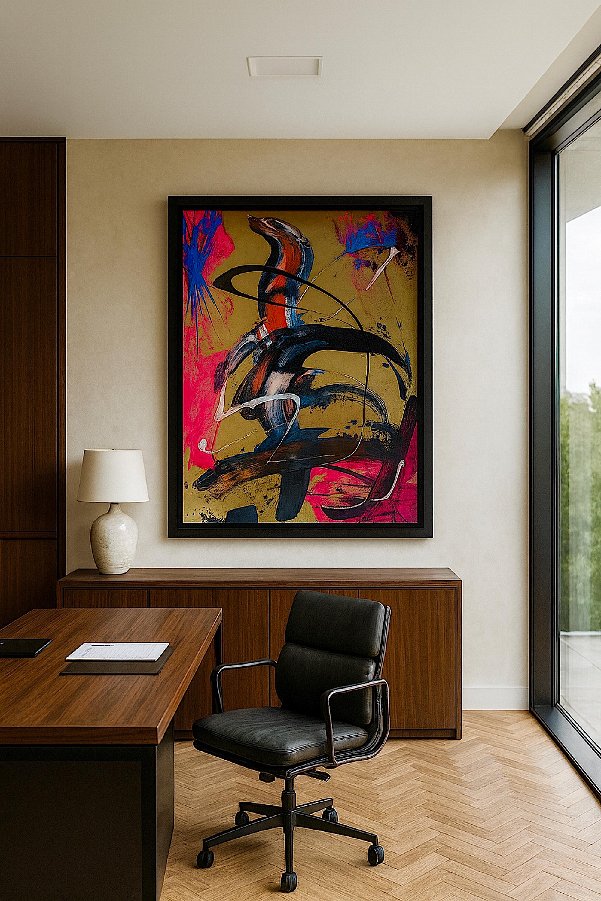 Original Neon Acrylic Abstract Art, Hand-Painted (22x28 inch)