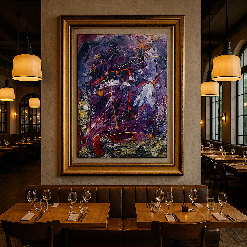 Abstract Expressionist Painting: Original Acrylic Art on Japanese Kraft Paper (27x23 inch)