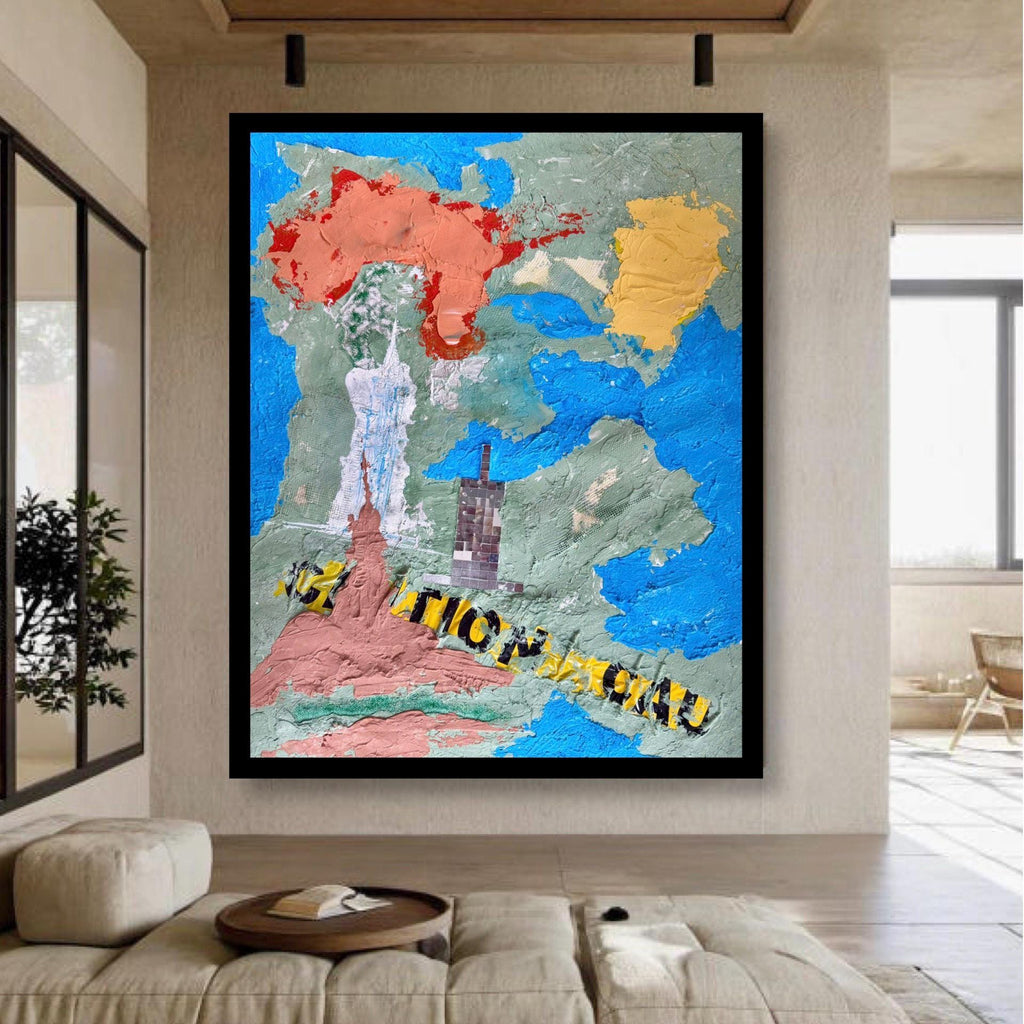 Textured Abstract Expressionist Painting, Mixed Media Wall Art (22x29 inch)