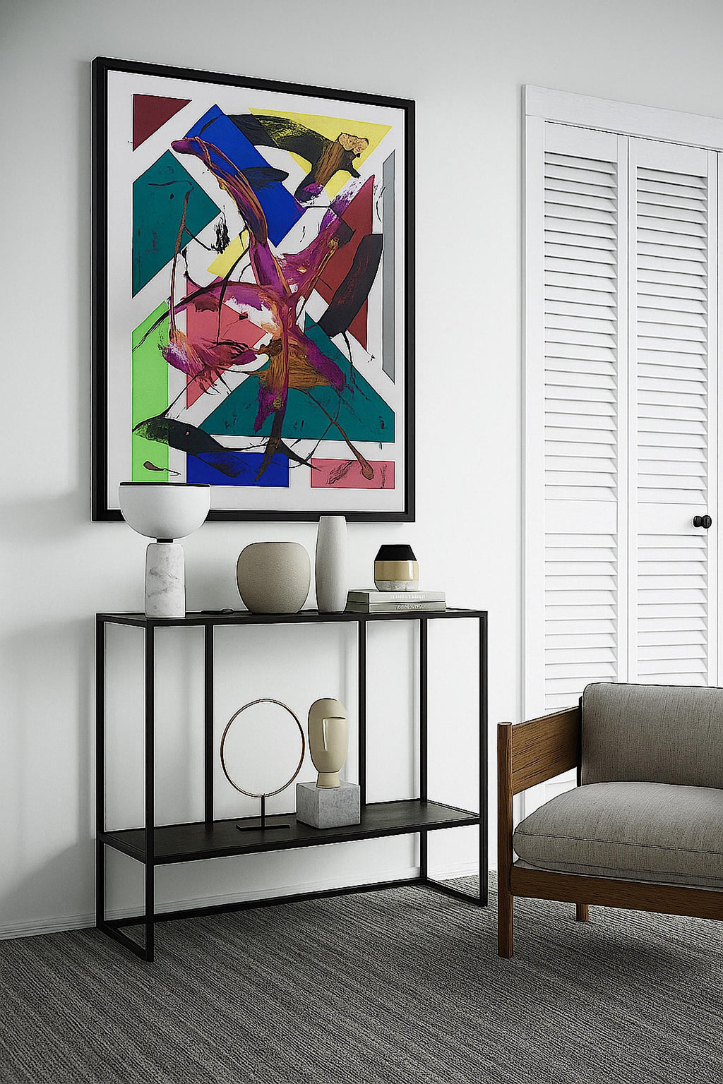 Handmade Abstract Acrylic Painting, Colorful Modern Art, Not a Print (22x28 inch)