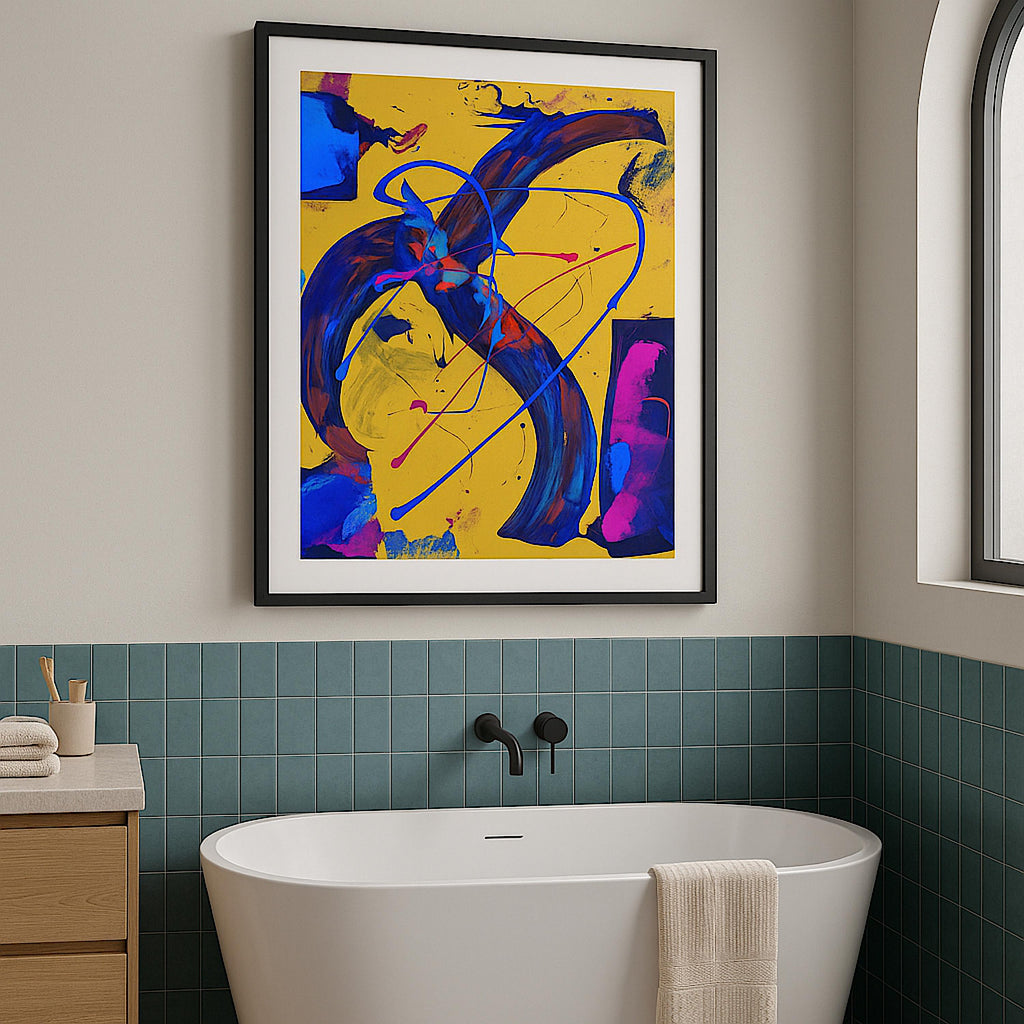 Original Abstract Acrylic Painting on Paper Poster, One-of-a-Kind Handmade Artwork, Not a Print  (22x28 inch)