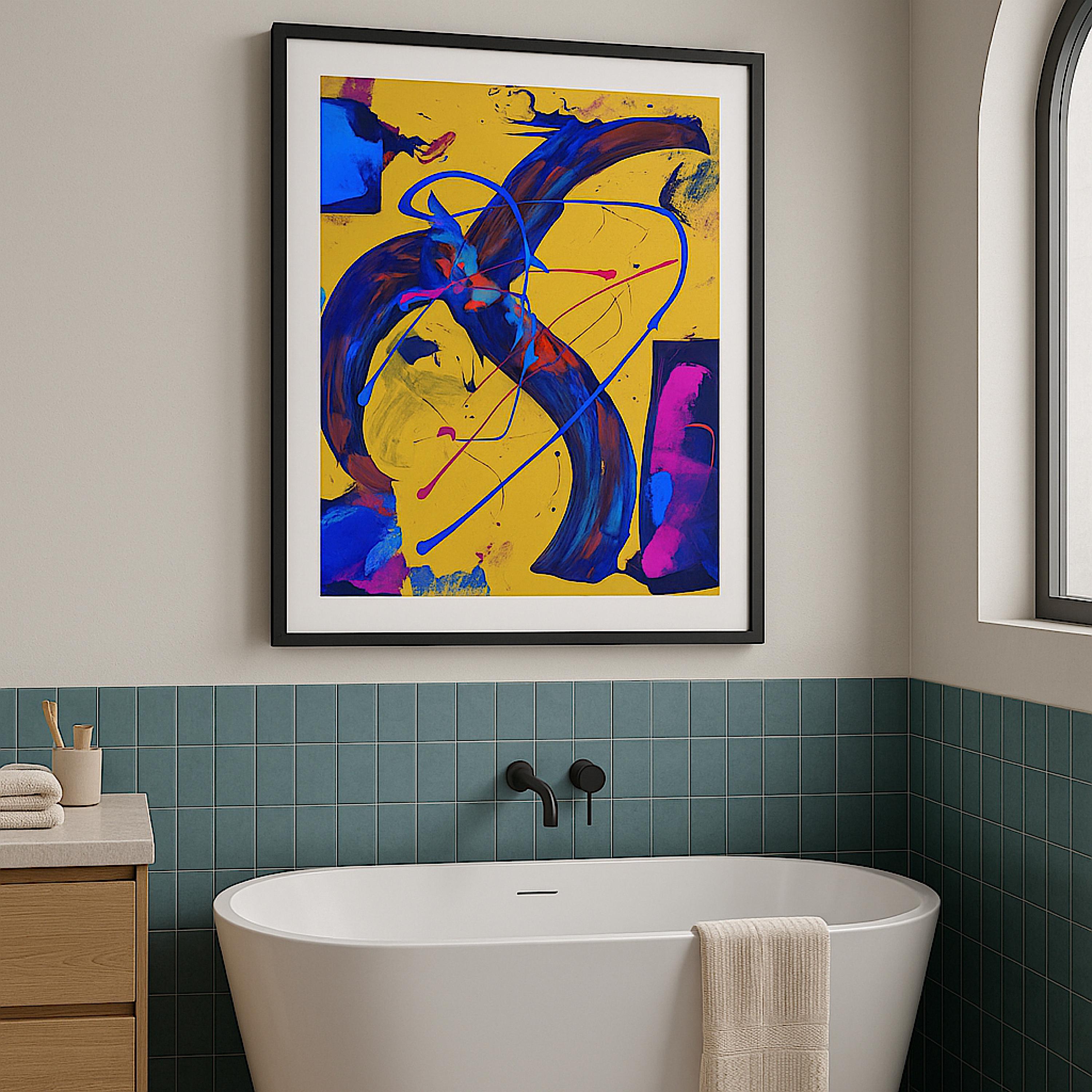 Original Abstract Acrylic Painting on Paper Poster, One-of-a-Kind Handmade Artwork, Not a Print  (22x28 inch)