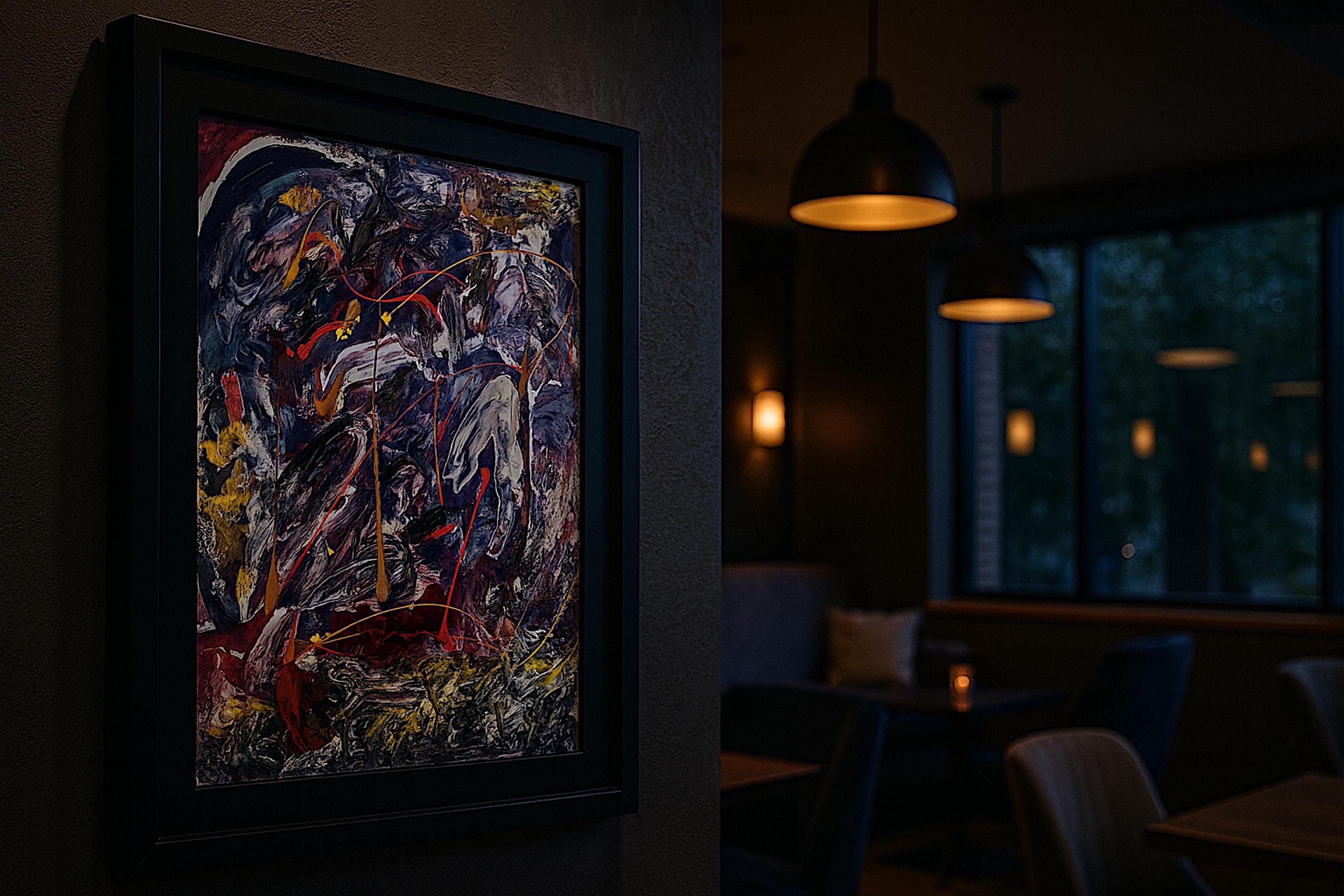 Abstract Expressionist Painting: Original Acrylic Art on Japanese Kraft Paper (27x23 inch)