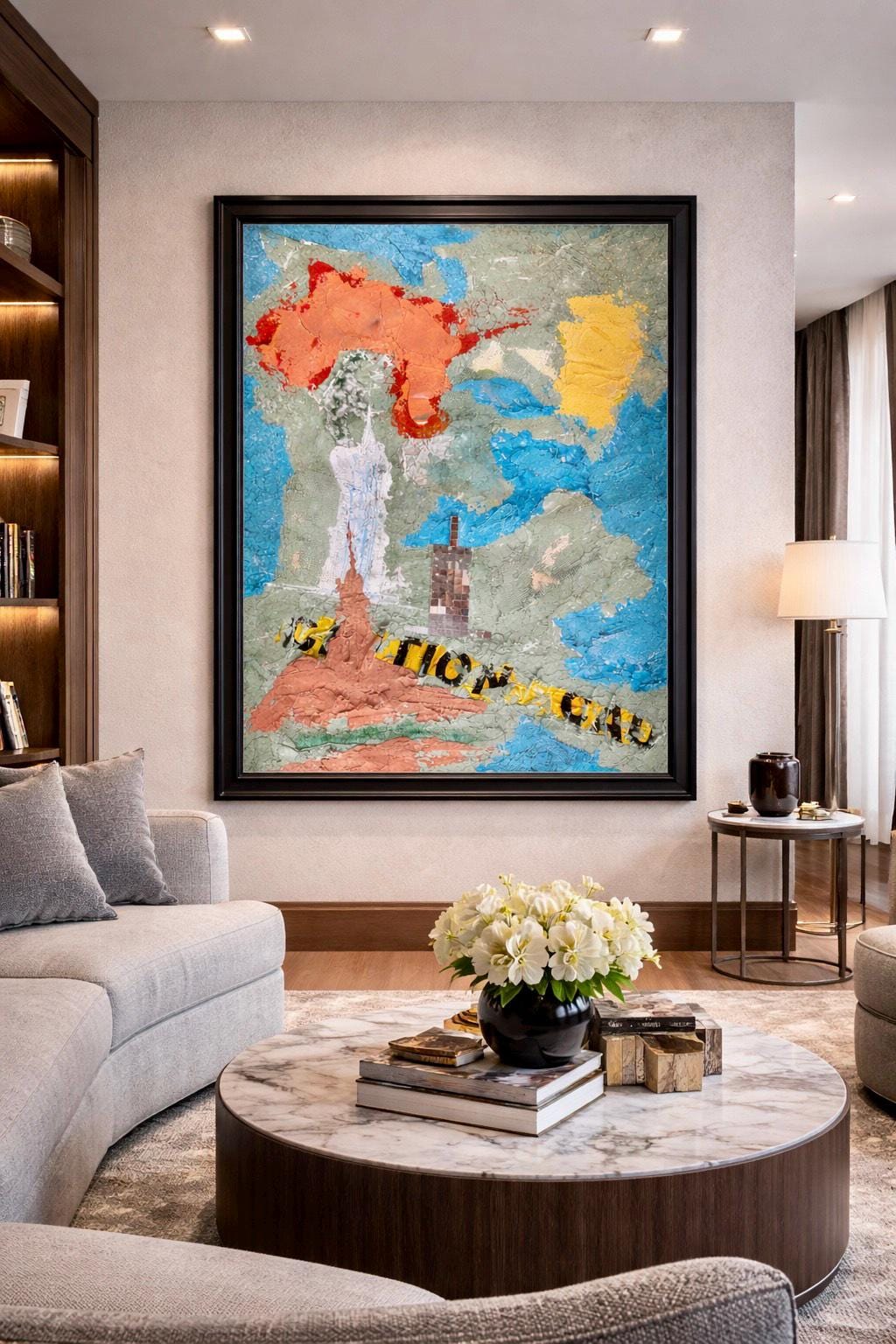 Textured Abstract Expressionist Painting, Mixed Media Wall Art (22x29 inch)