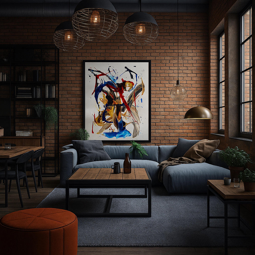 Original Abstract Expressionist Painting, Colorful Acrylic Art, Not a Print (22x28 inch)