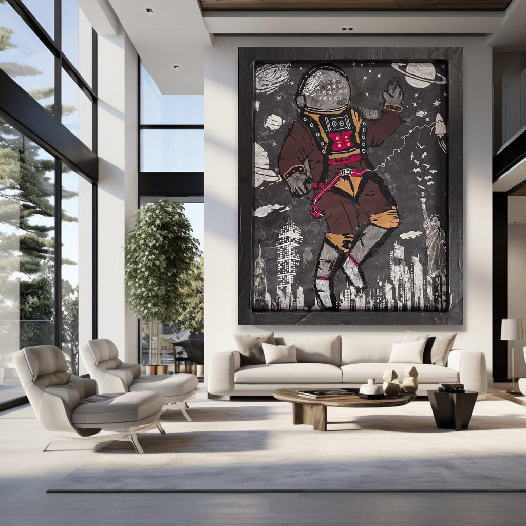 Floating Astronaut Over The City Of Dreams (24x30 inch)