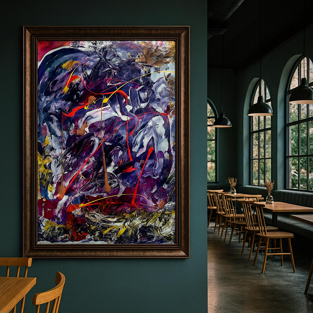 Abstract Expressionist Painting: Original Acrylic Art on Japanese Kraft Paper (27x23 inch)